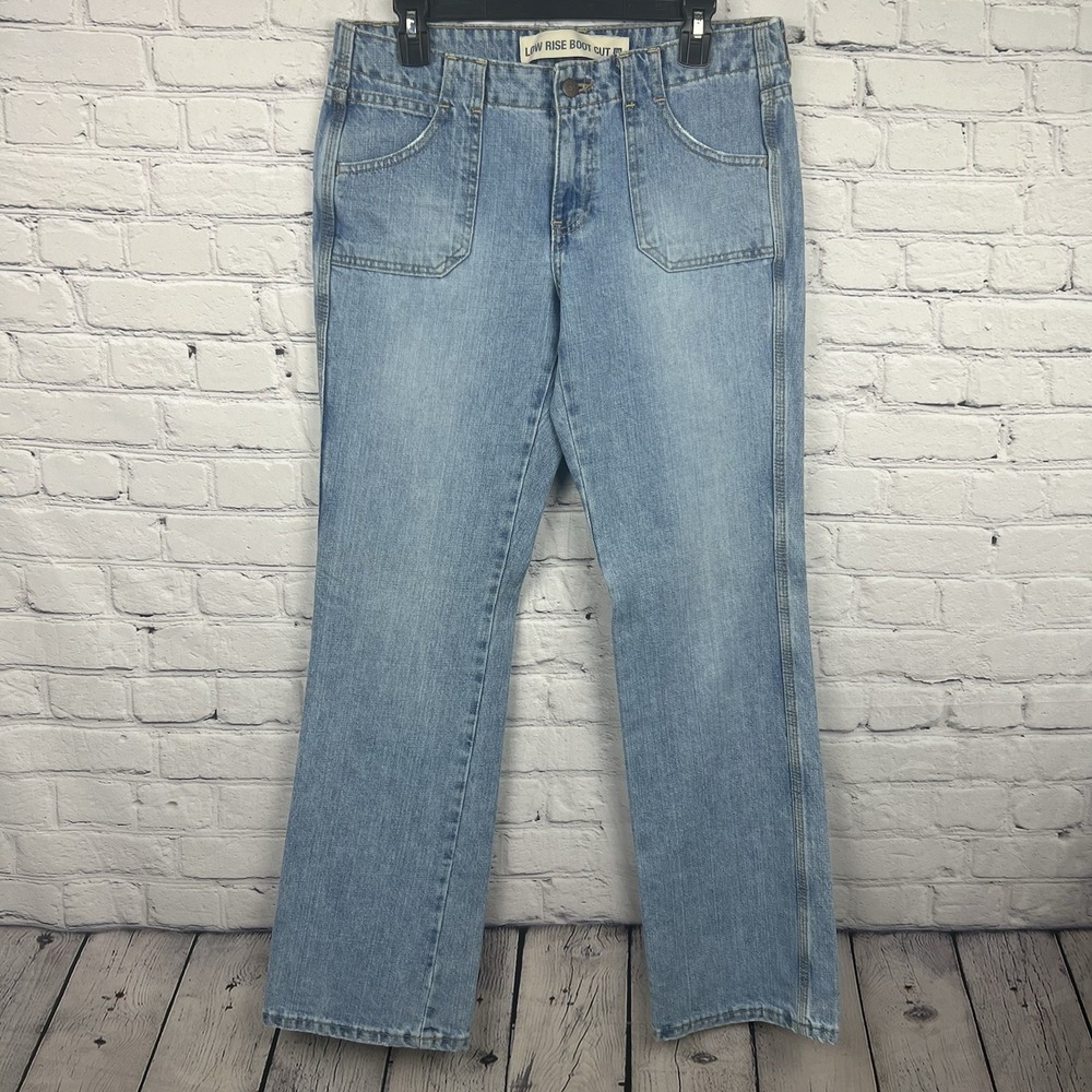 Gap Low Rise Boot Cut Denim Jeans Light Wash Size 8R Cotton Patch Pockets